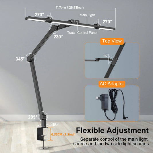 Aiopp Three Head Desk Lamp With Memory Function Dimmable