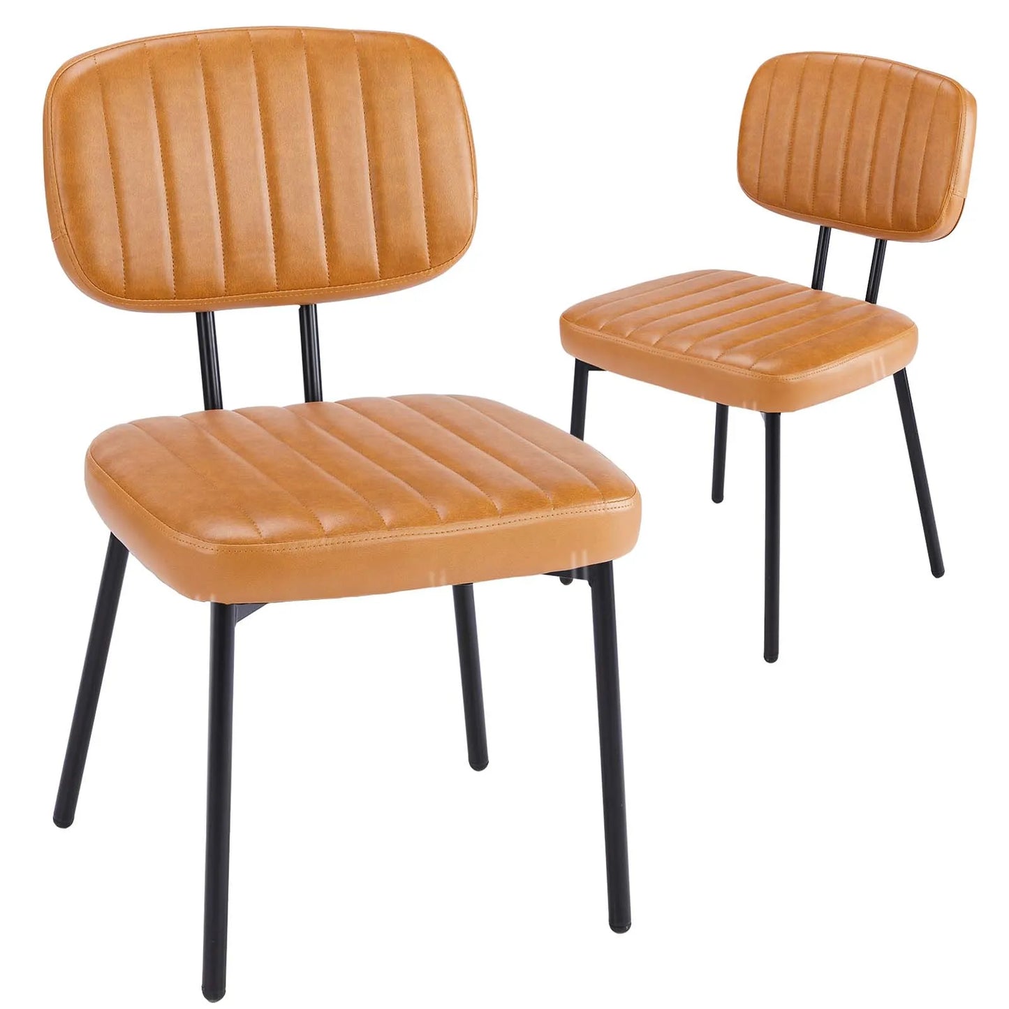 JHK Faux Leather Dining Chairs Set 2 With Ergonomic Support