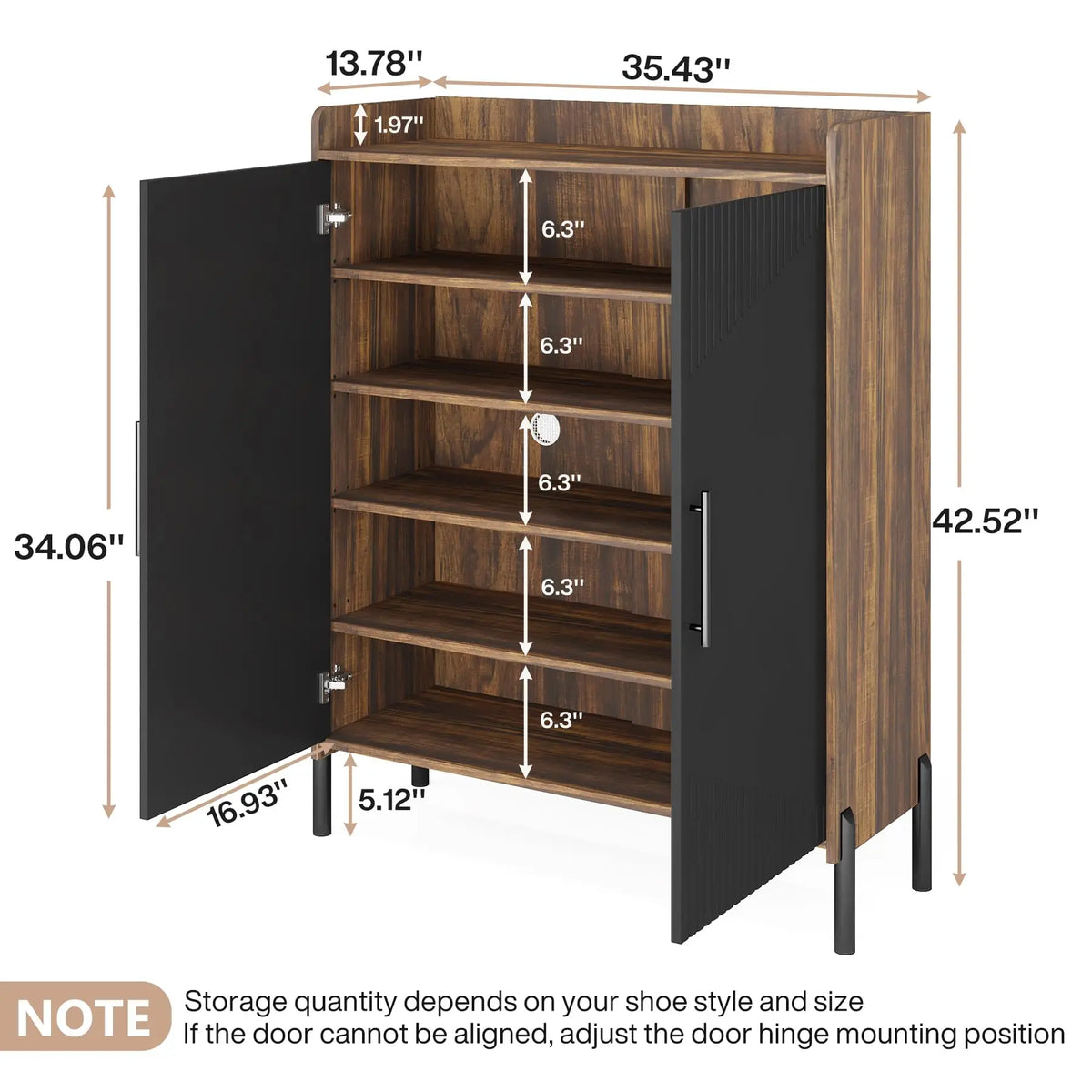 Tribesigns Large Shoe Cabinet With Doors 6 Tier