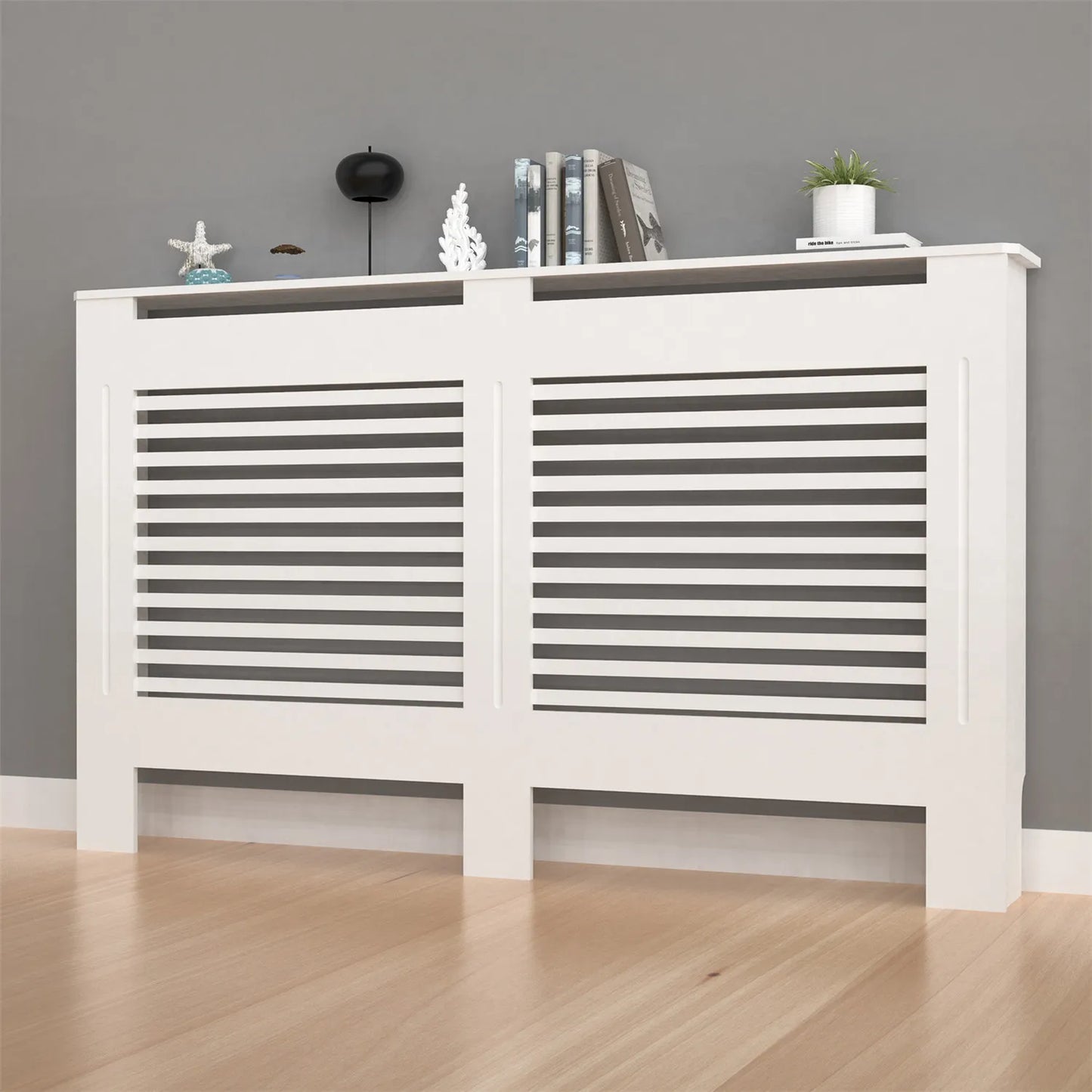 Modern Wooden Radiator Cover With Grill And Shelf