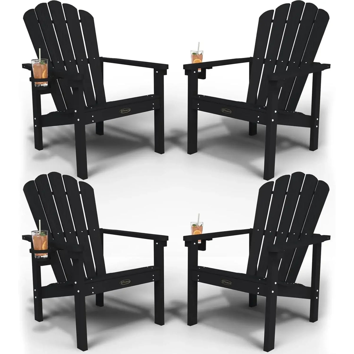 Stackable Adirondack Chair Set Of 4 HDPE All Weather