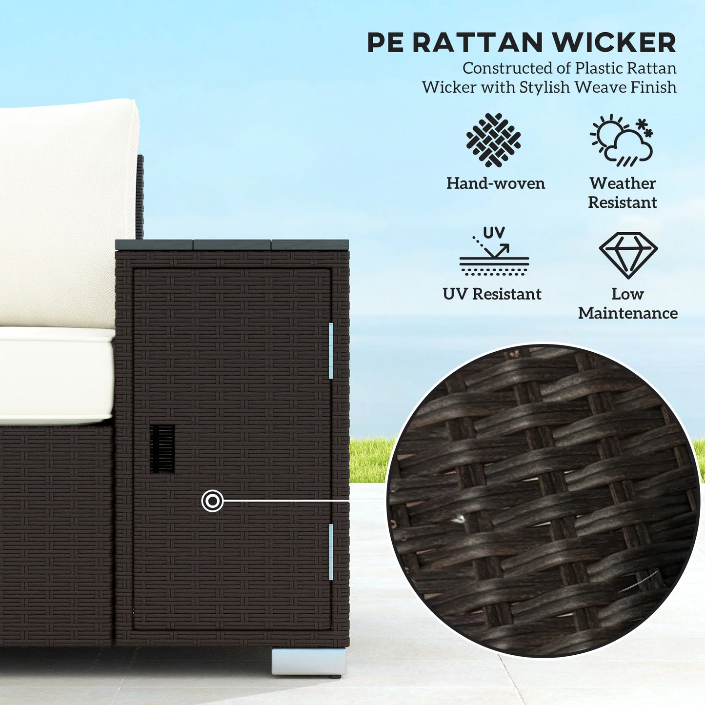 Rattan Outdoor Sofa With Storage And Cushions