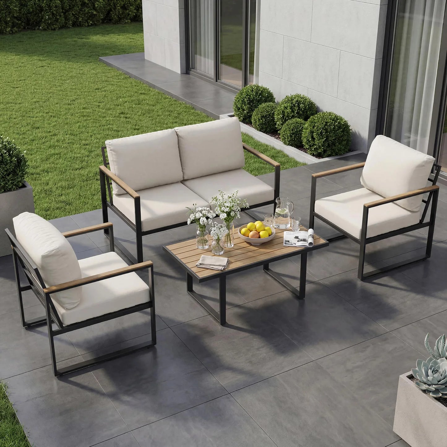 HobbyLane Modern Patio Furniture Set With Coffee Table