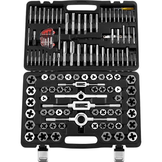 SucceBuy 116-Piece Tap and Die Set Include Metric and SAE Size Bearing Steel Taps and Dies Essential Threading Tool