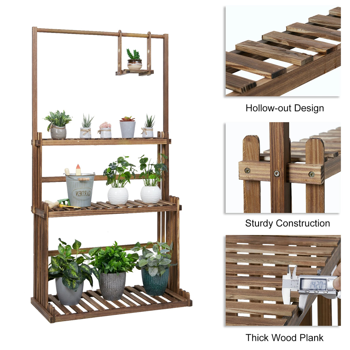 Heavy Duty Wooden Plant Stand 3 Tier Hanging