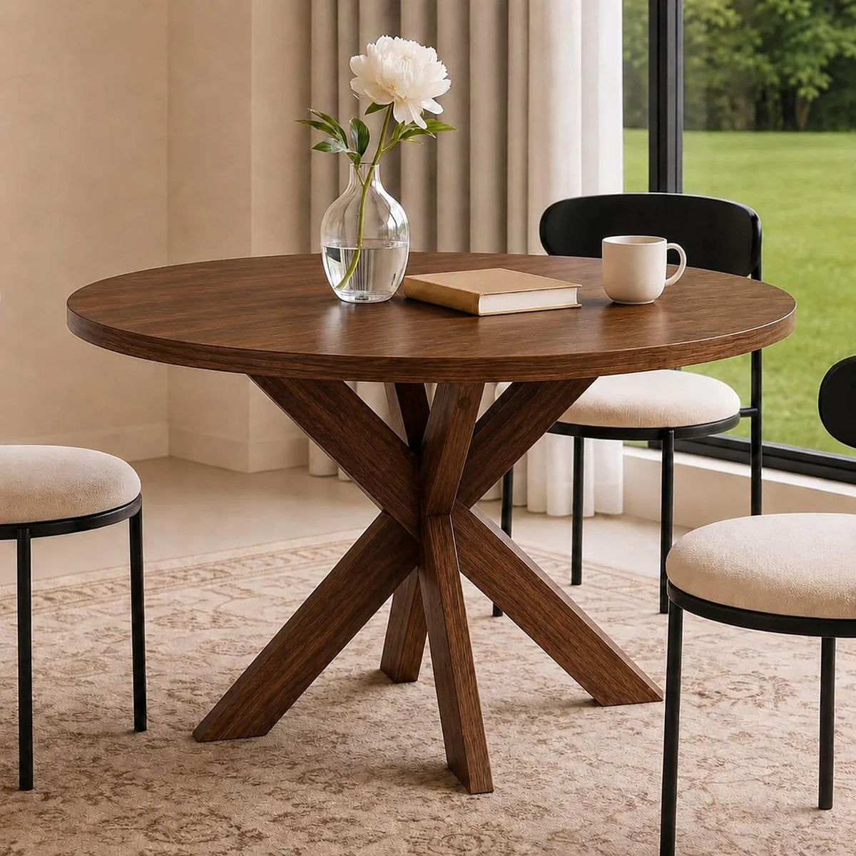 HiMISS Modern Wood Round Dining Table
