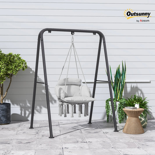 Hanging Hammock Chair with Cushion, Macrame Swing Chair, Gray