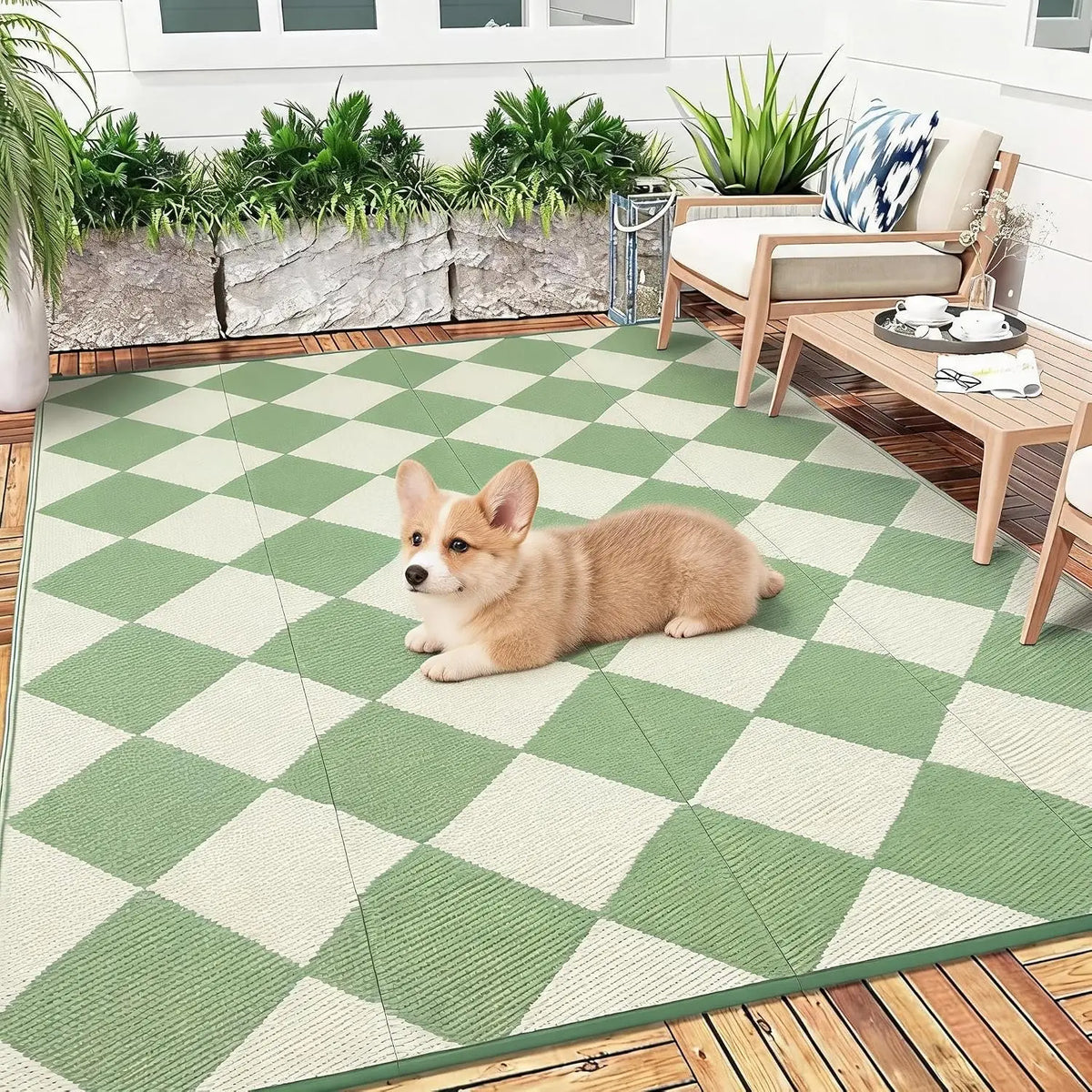 Waterproof Plaid Flocked Carpet Floor Mat