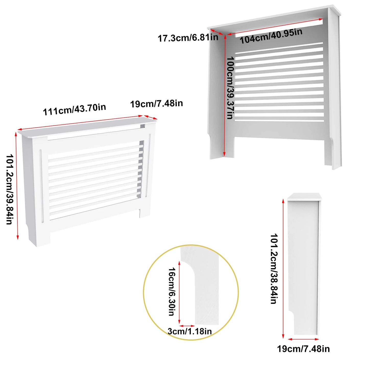 Wisfor White Wood Radiator Cover With Horizontal Slats