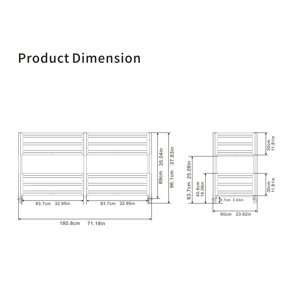 Green Double-layer Elevated Metal Garden Bed with Lockable Wheels, Staggered Double-layer Elevated Flower Pots for Vegetables, Herbs, and Flowers, Outdoor Courtyard and Backyard Green Planting Bed
