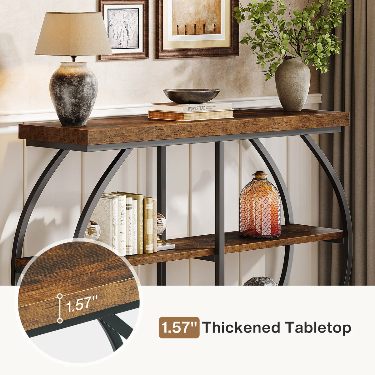 Tribesigns Console Table With Arched Metal Frame And Storage