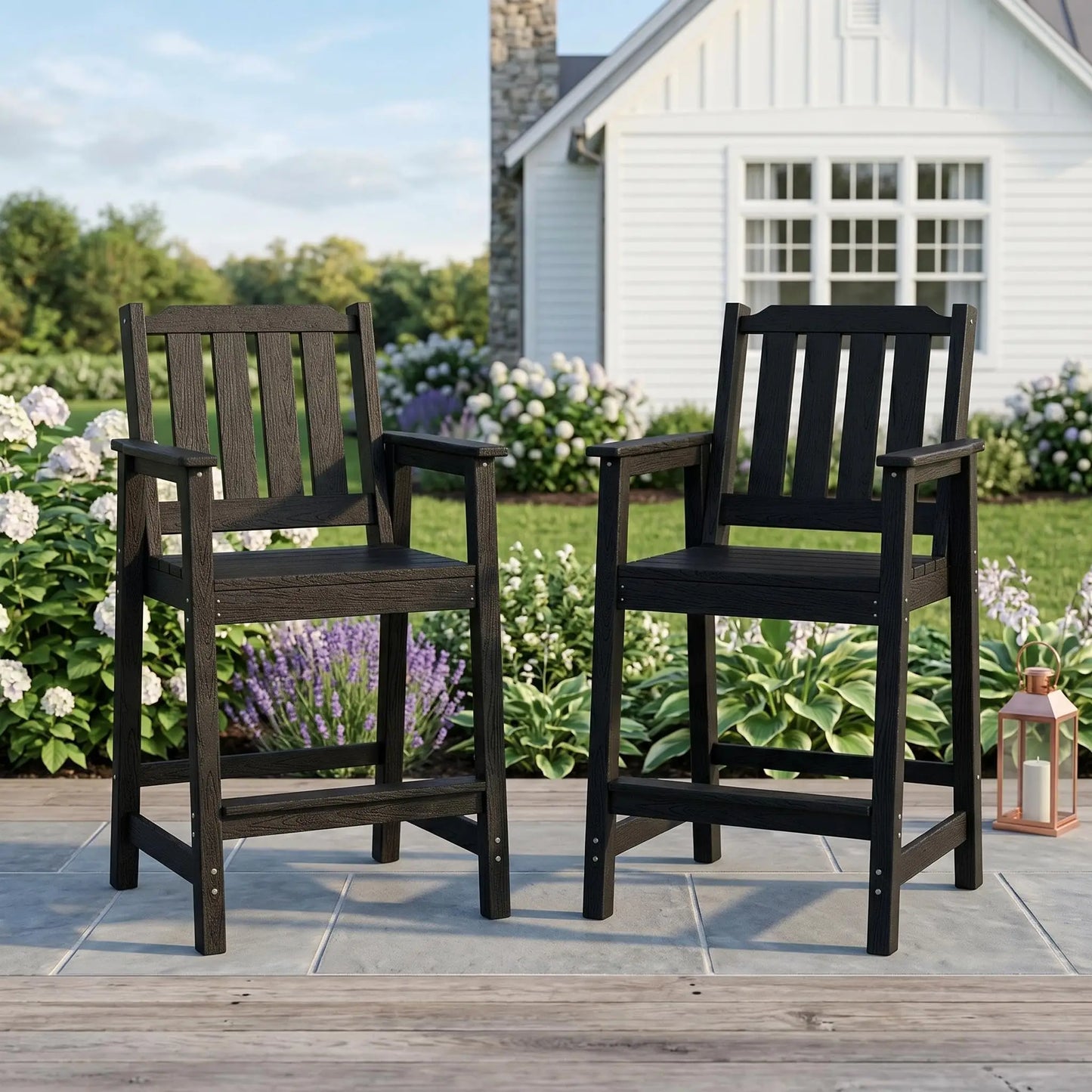 HiMISS All Weather HDPE Bar Height Chair Set Two Pack