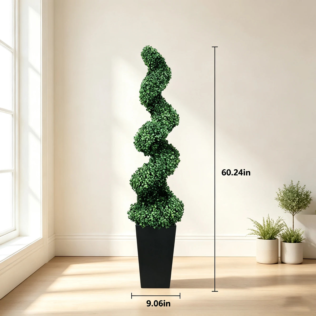 Olitree 2 Pieces Artificial Spiral Boxwood Topiary