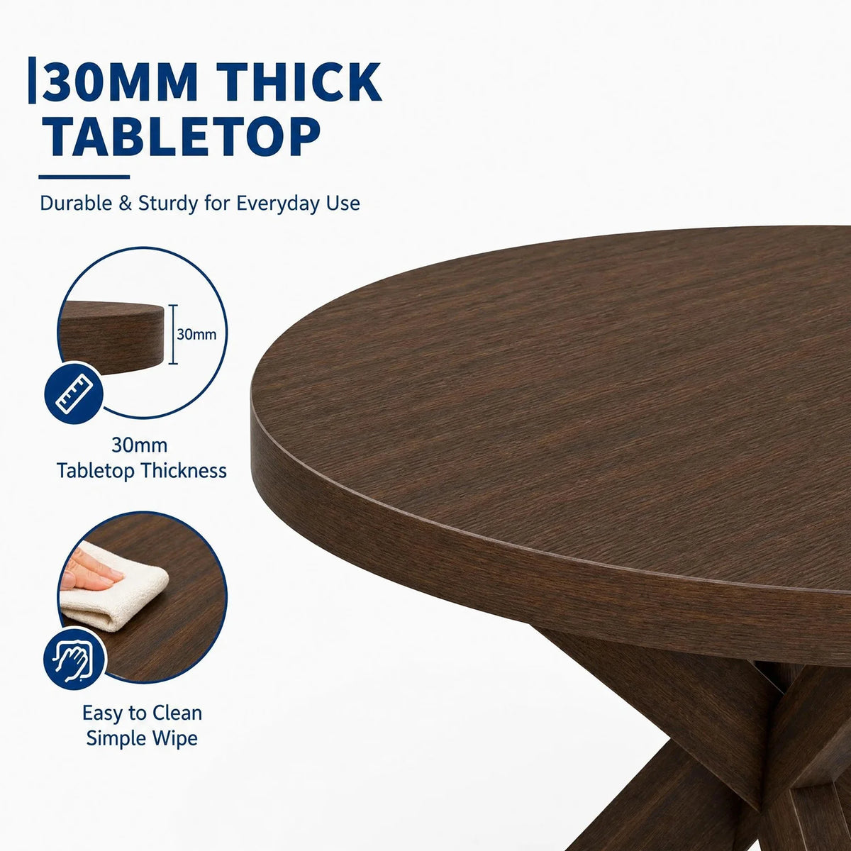 HiMISS Modern Wood Round Dining Table