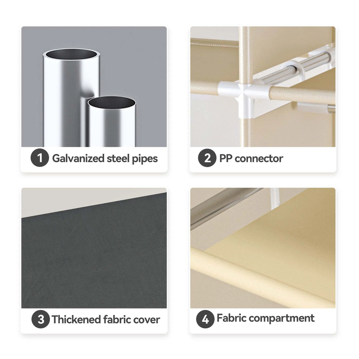 ArluKin Heavy Duty Fabric Wardrobe With Metal Frame