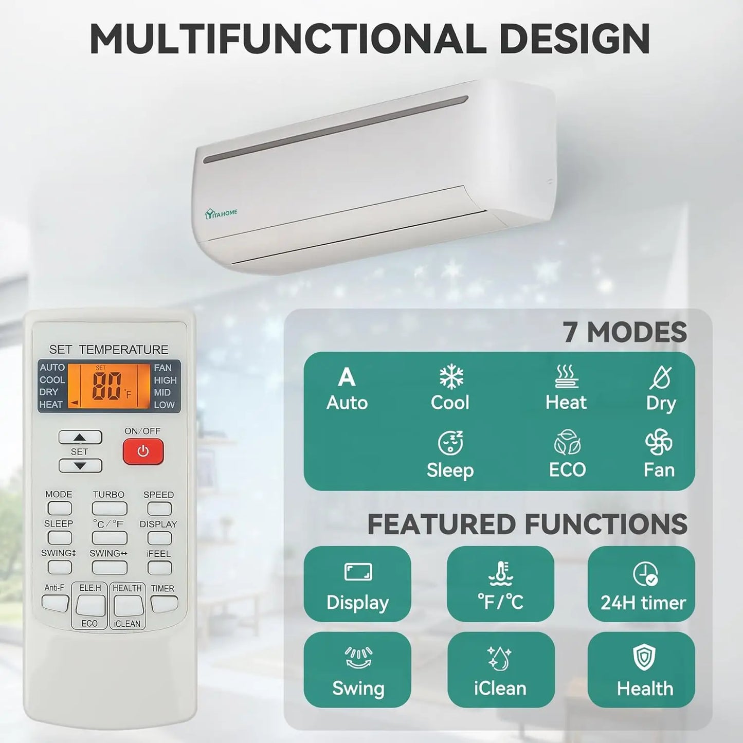 Dual Zone 24000 BTU Mini Split AC And Heating System