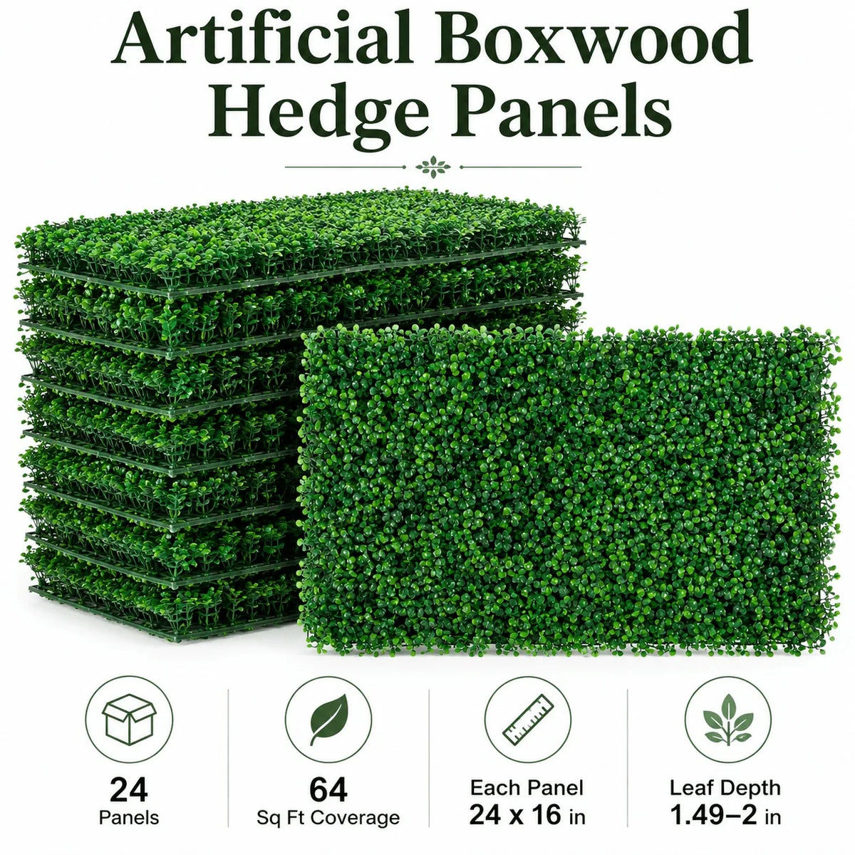 Boxwood Hedge Panels Artificial Plant Wall Privacy Screen