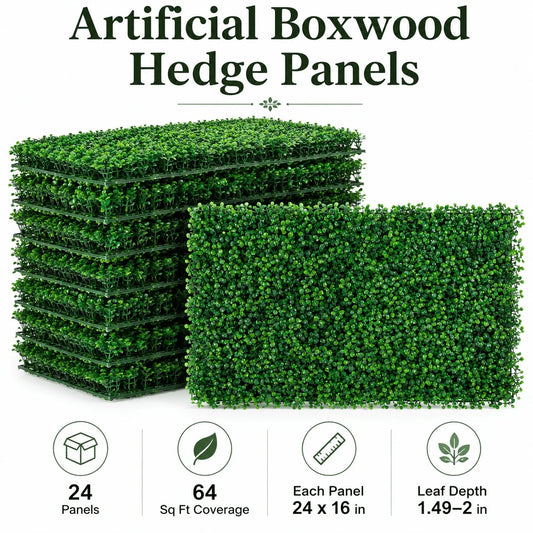 Boxwood Hedge Panels Artificial Plant Wall Privacy Screen