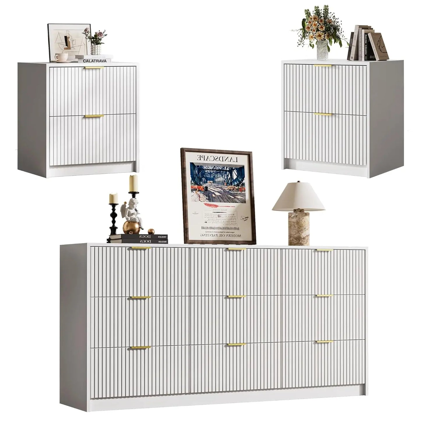 Dresser Bedroom Set With 9 Drawer Dresser And Nightstands