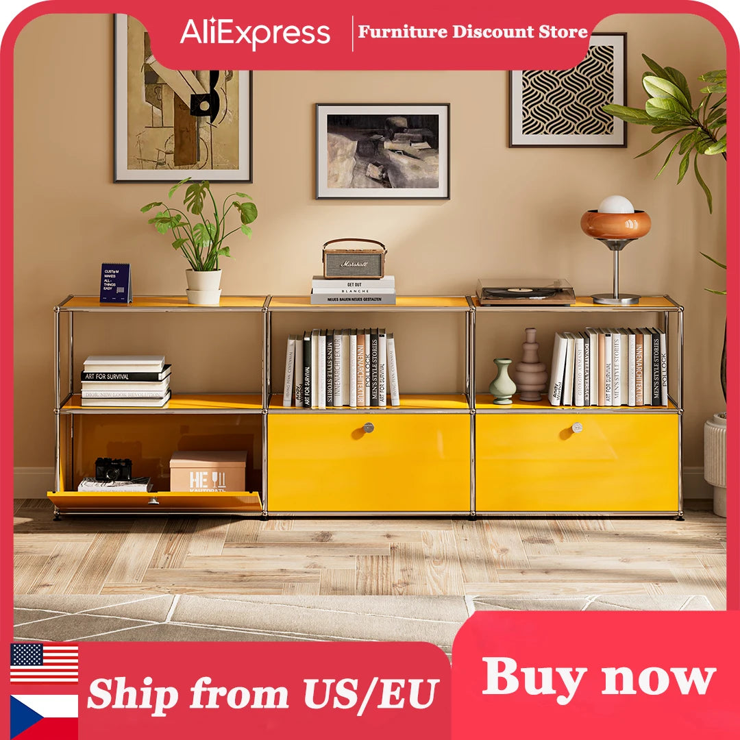 Modern Stainless Steel Storage Cabinet TV Stand