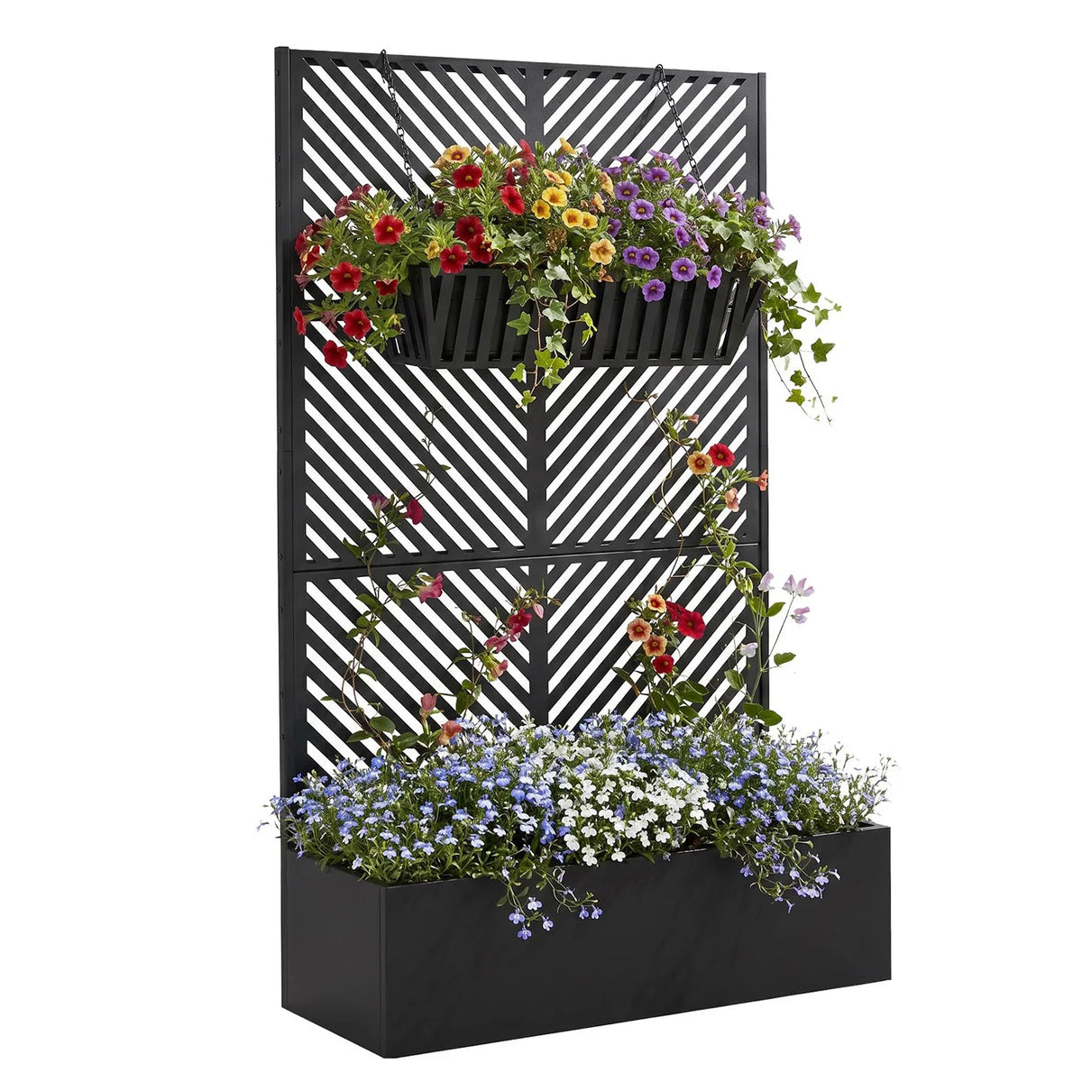 HiMISS Metal Raised Planter Box With Trellis