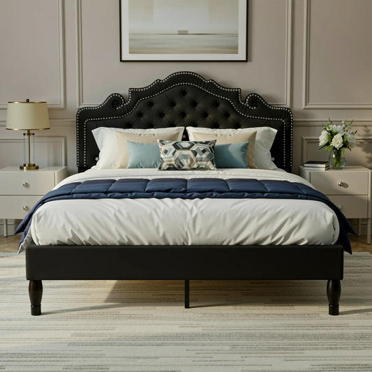 HOOMIC Platform Bed Frame With Adjustable Tiara Headboard