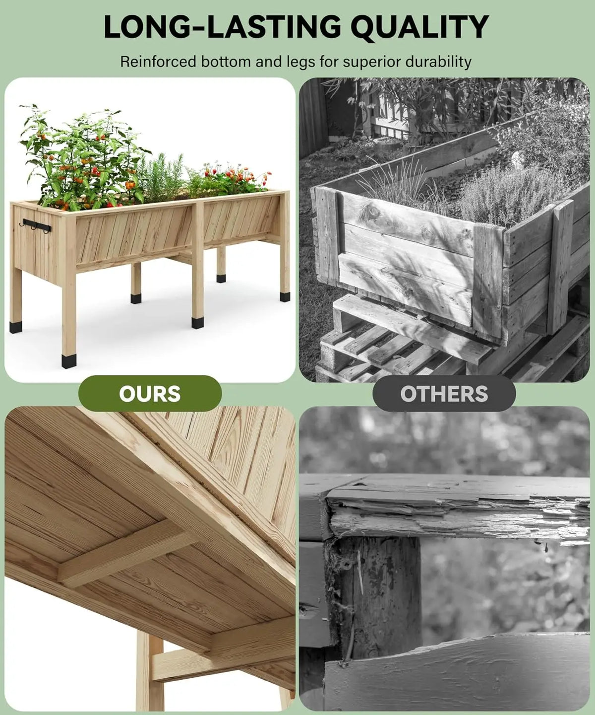 Raised WPC Planter Box Stand With Hooks