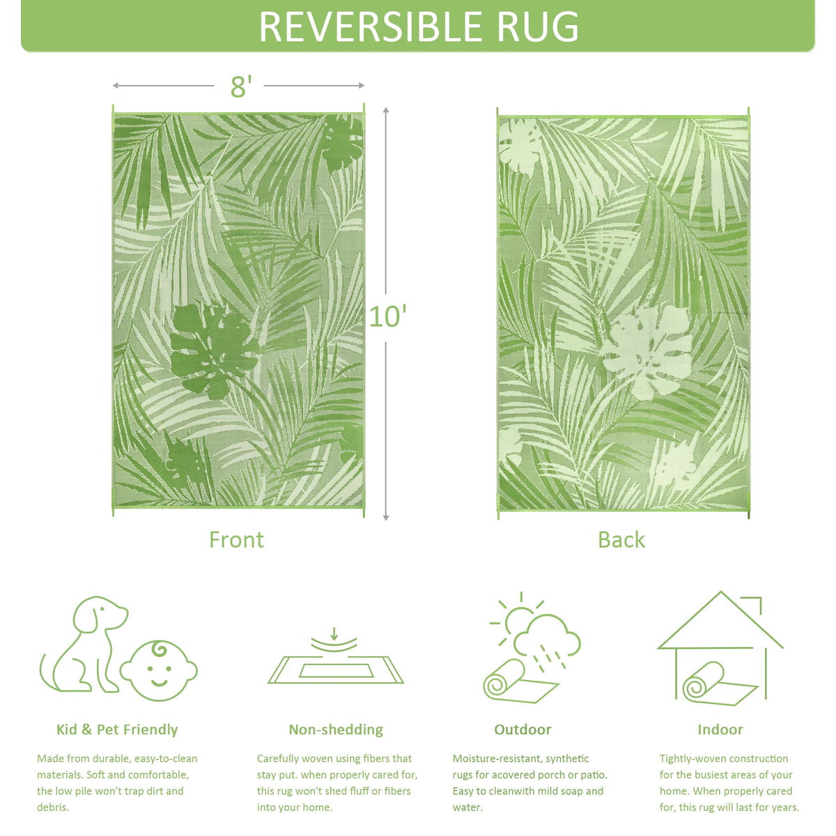 Outdoor Straw Rug Waterproof Polypropylene For Patio Deck
