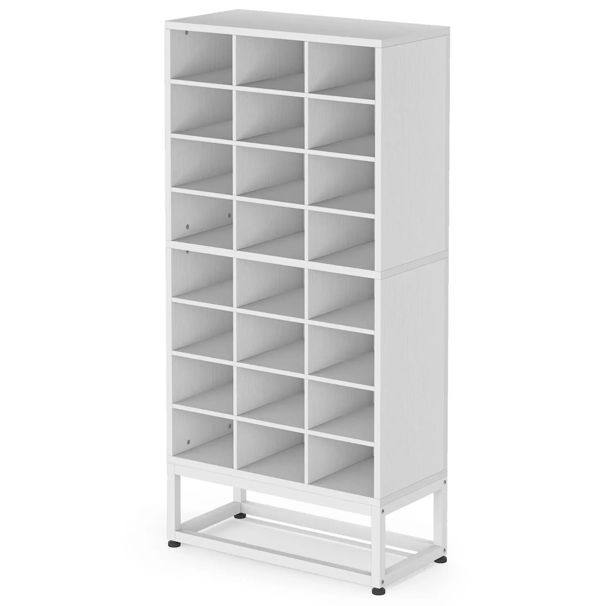 Tribesigns Wooden Shoe Cabinet 8-Tier Display Shelf Rack Stand White Wood Cube Shelf