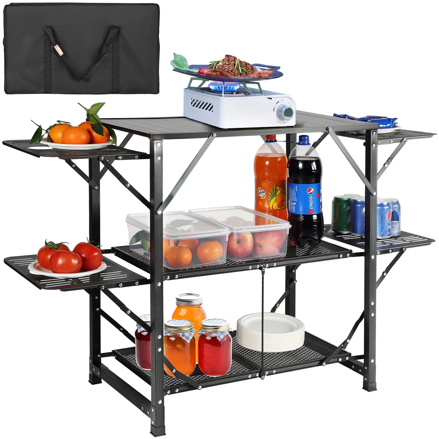 SucceBuy One-piece Folding Aluminum Camping Kitchen Cook Station
