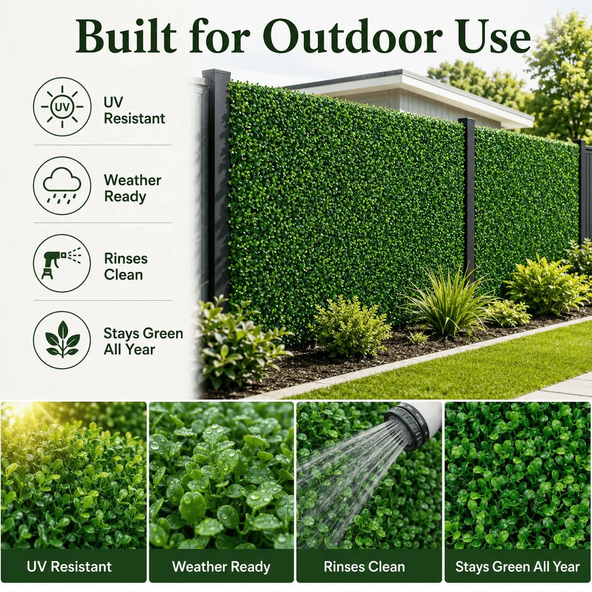 Boxwood Hedge Panels Artificial Plant Wall Privacy Screen