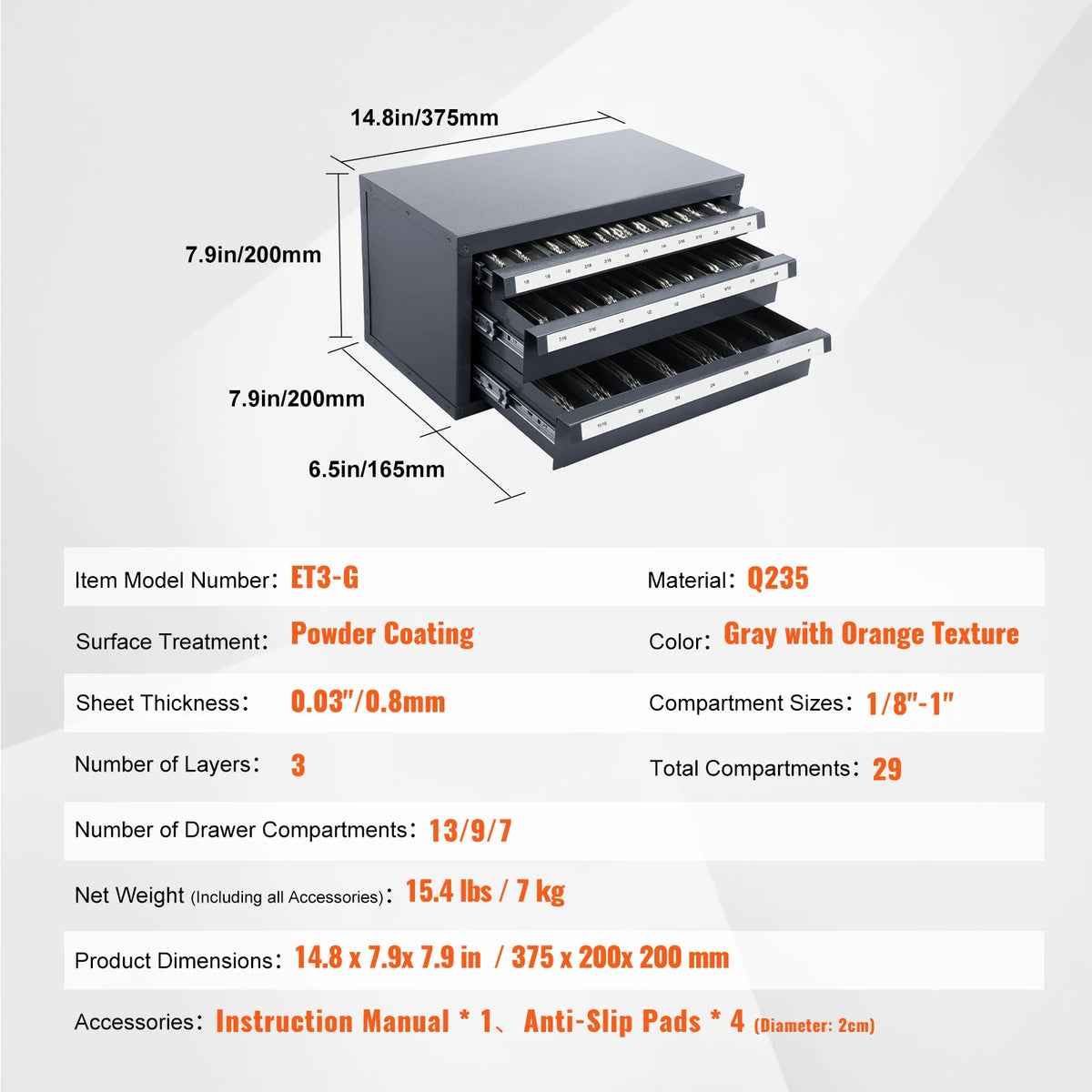 SucceBuy Steel Drill Bit Organizer Cabinet