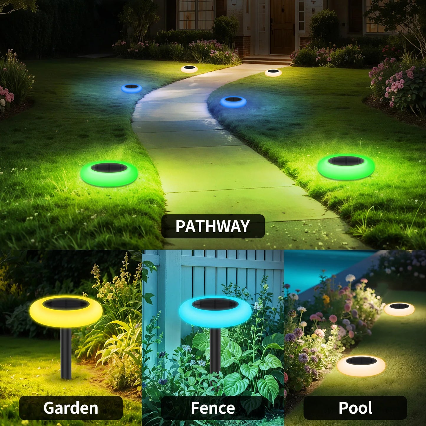 Intelamp Led Solar Pathway Lights For Outdoor Garden