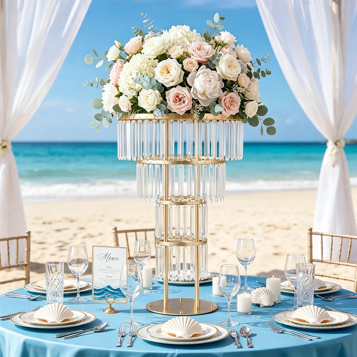 Bymaocar Crystal Flower Stand 4 Tier Wedding Centerpiece