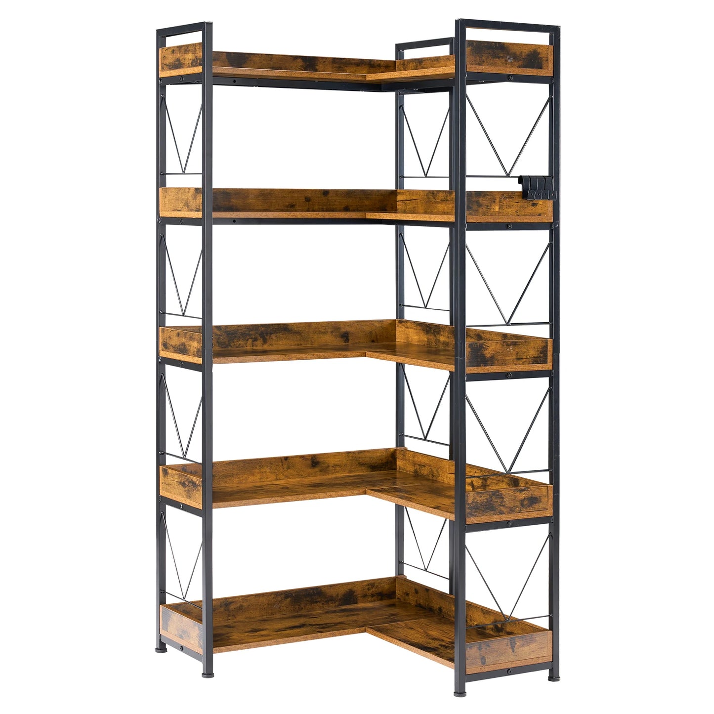 MCQ 5-Tier L-Shape Corner Bookshelf Metal Frame