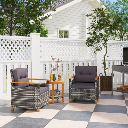 Wicker Patio Bistro Set Outdoor With Cushions