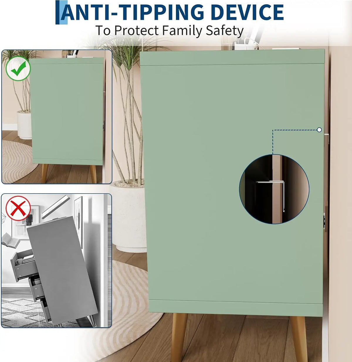 Garvee LED Nightstand With Charging Station And Two Drawers