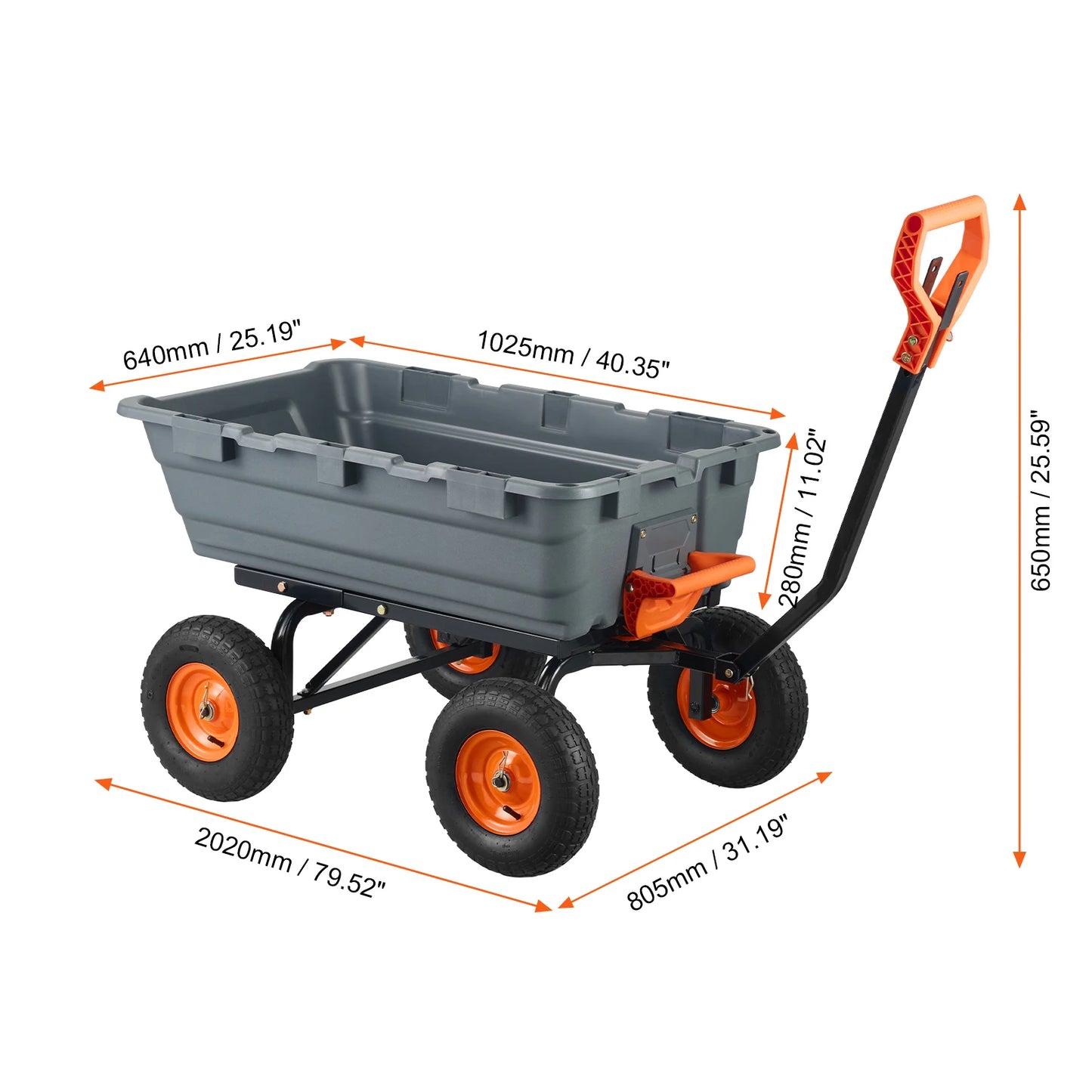 SucceBuy Steel Frame Garden Dump Cart