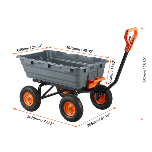 SucceBuy Steel Frame Garden Dump Cart