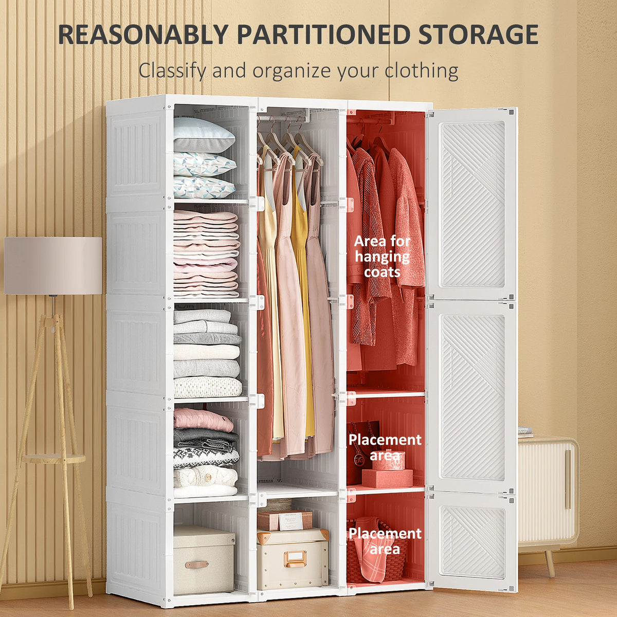 Homcom Folding Portable Wardrobe Closet With Eight Cubes