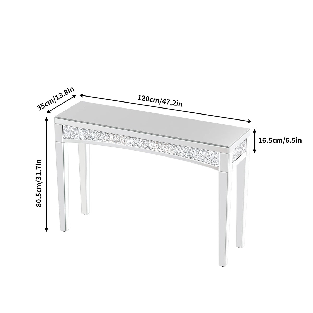 Mirrored Console Table With Crystal Inlay