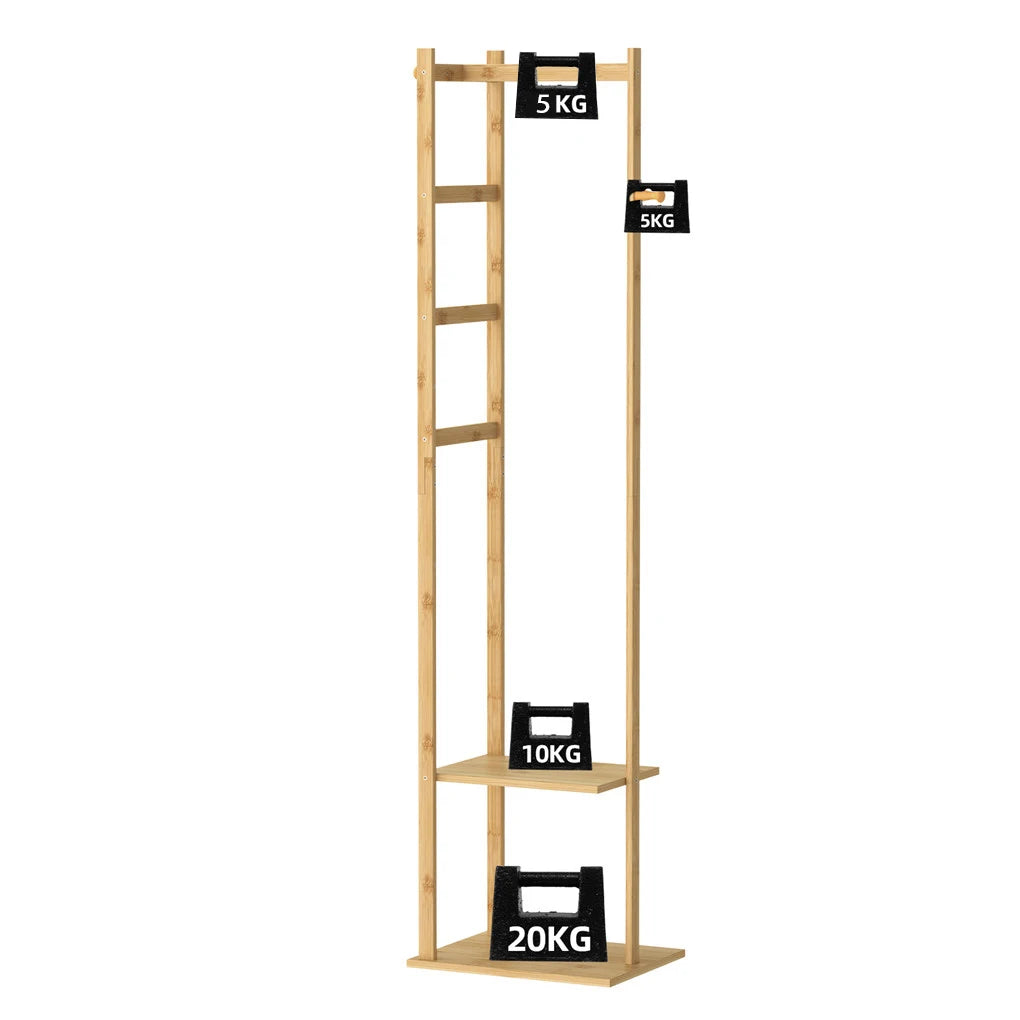 Wisfor Bamboo Corner Coat Rack Stand Hall Tree