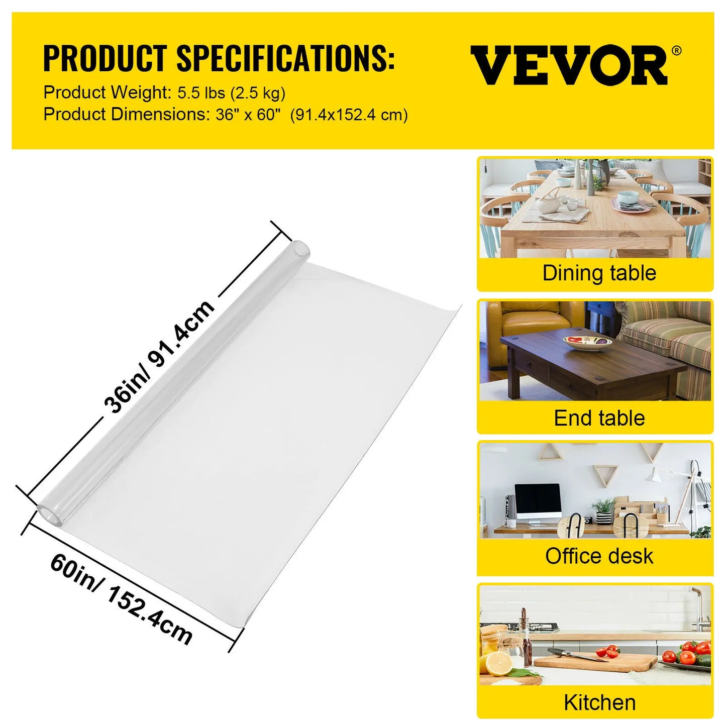 Transparent PVC Table Cloth Protector For Dining Tables