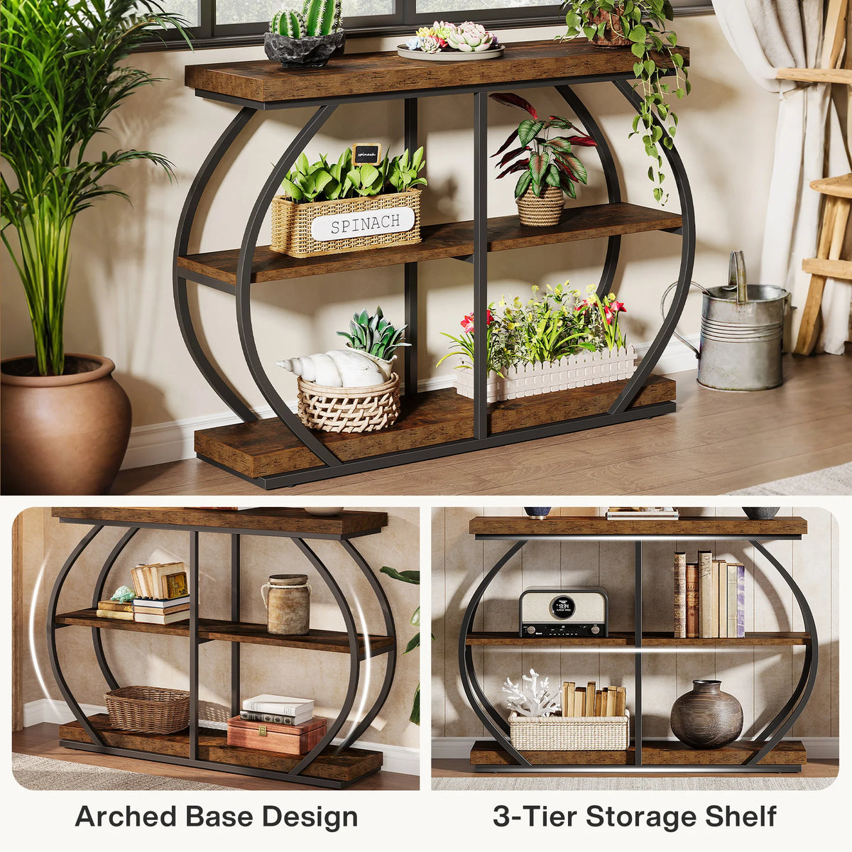 Tribesigns Console Table With Arched Metal Frame And Storage