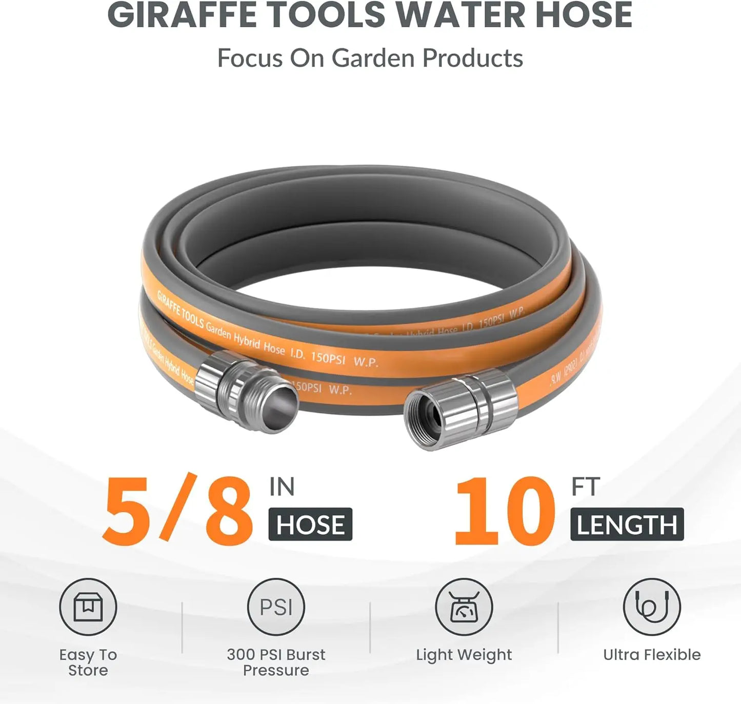 Giraffe Tools Lay Flat Garden Hose No Kink Flexible