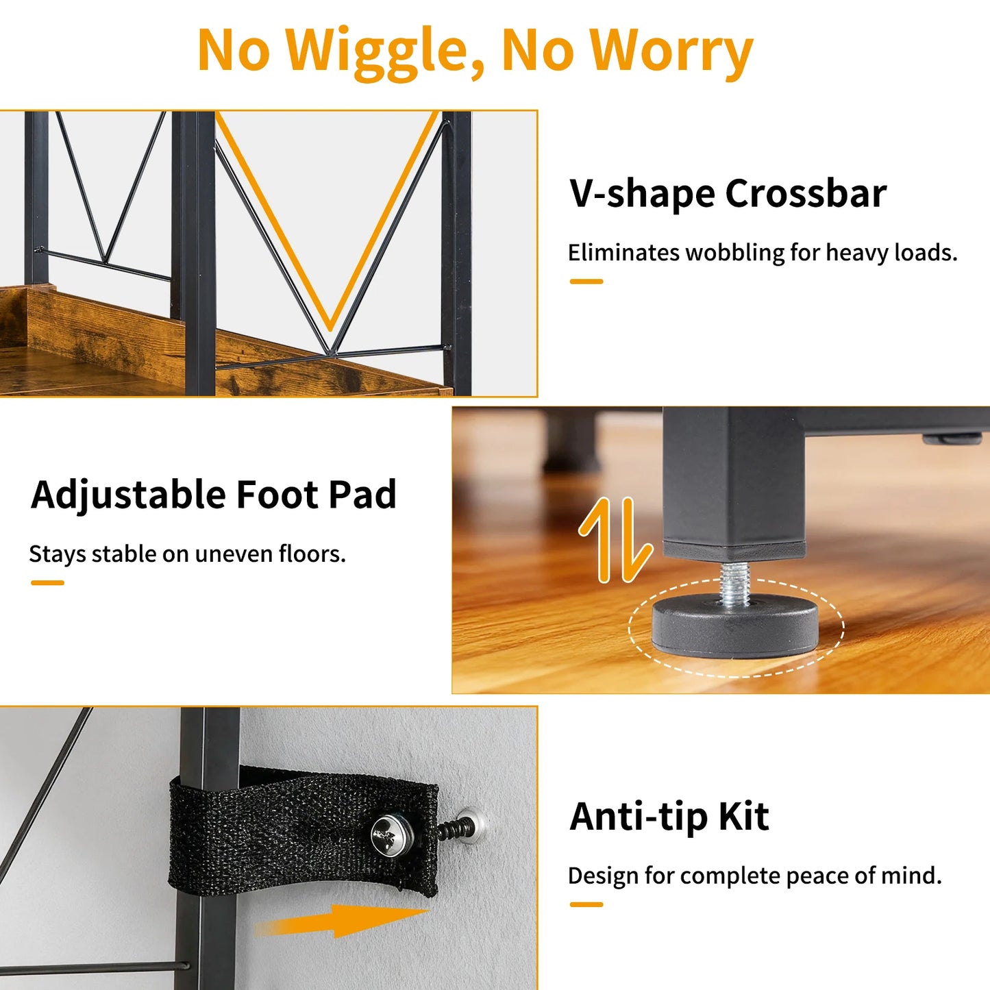 MCQ 5-Tier L-Shape Corner Bookshelf Metal Frame