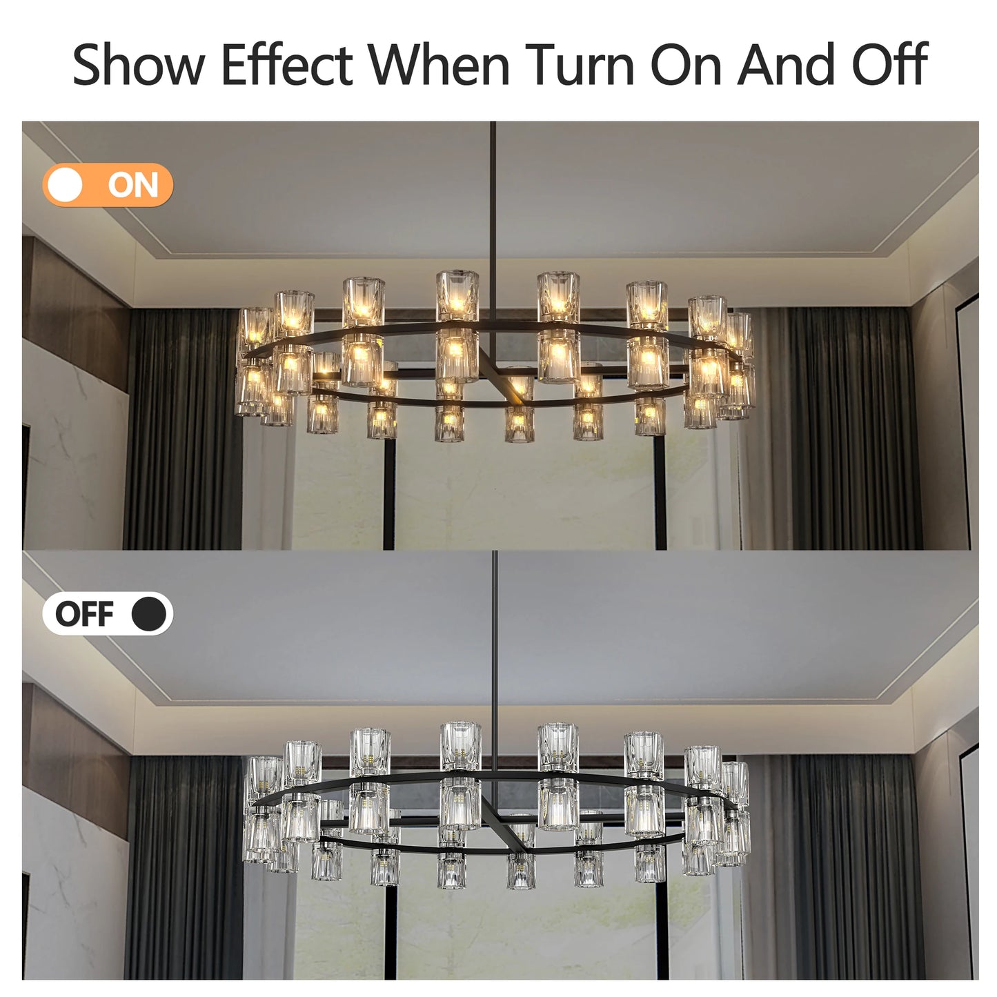 23.6 Inches Luxury Chandeliers Crystal Living Room Bedroom Decorative Lights Simple Modern Dining Room LED Lighting