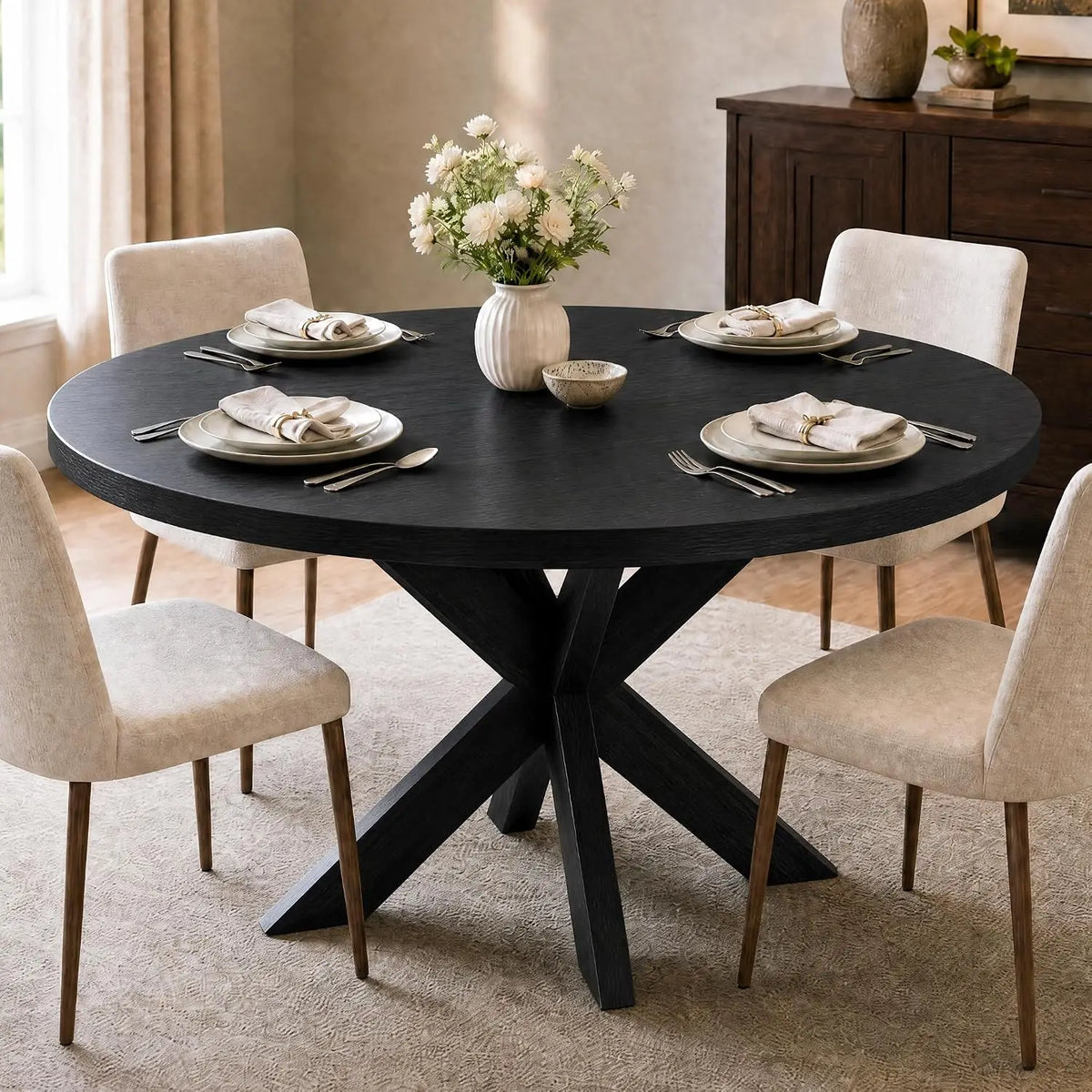 HiMISS Modern Wood Round Dining Table