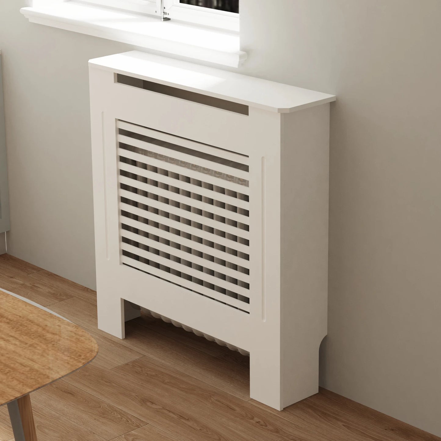 Wisfor White Wood Radiator Cover With Horizontal Slats