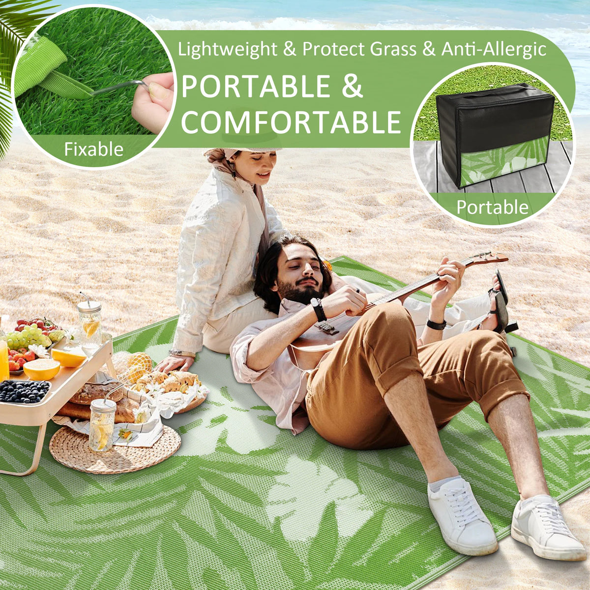 Outdoor Straw Rug Waterproof Polypropylene For Patio Deck